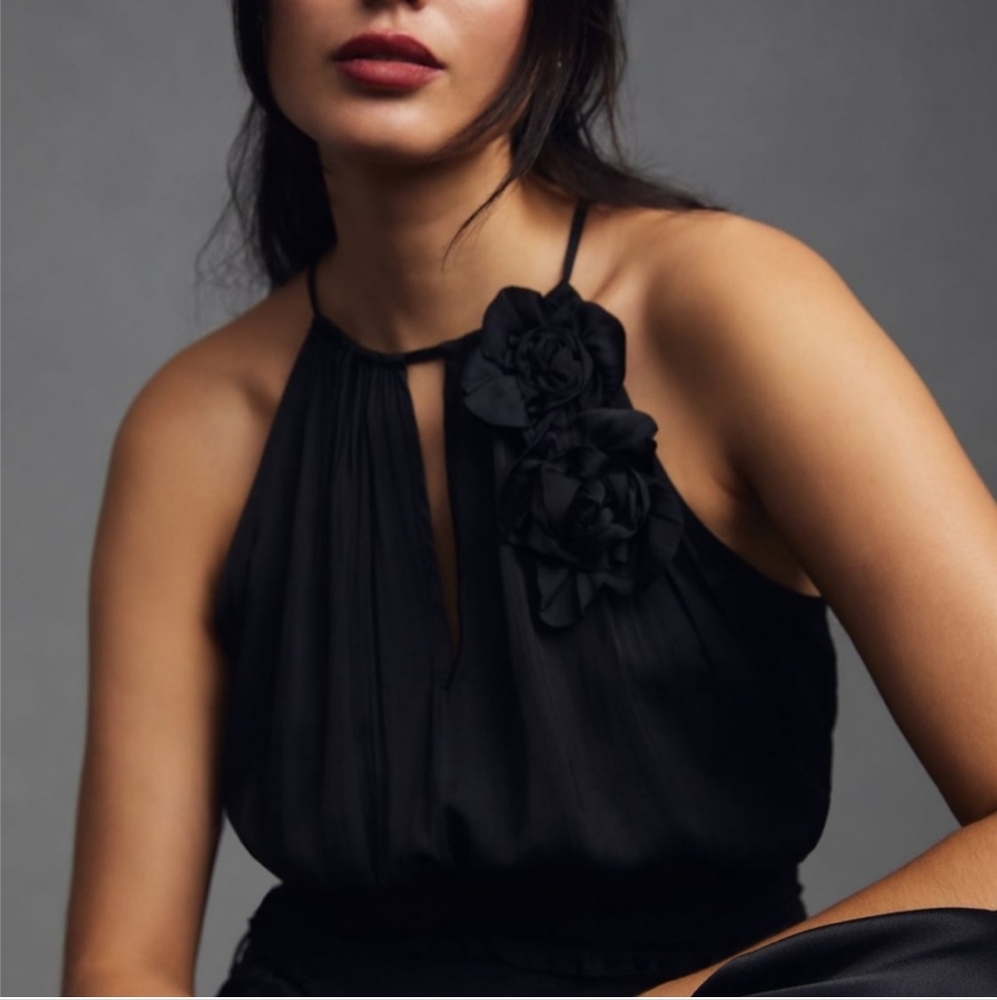 ANTHROPOLGIE Floral Halter Top Sz L